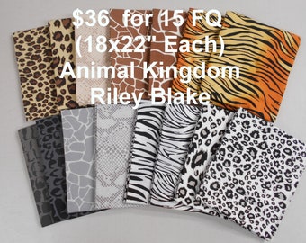 Animal Kingdom 15 FQ Bundle Fat quarters (each 18x22) by Riley Blake 100% Cotton NEW Fabric