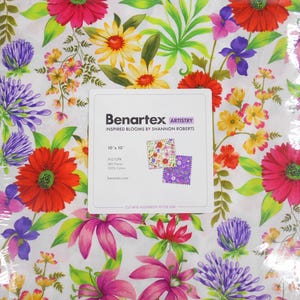 Inspired Blooms Floral 10&quot;x 10&quot; -42 Squares per Layer Cake FREE shipping-   100% Cotton NEW By Benartex by Shannon Roberts