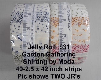 Garden Gatherings Shirtings Floral Jelly Roll  2.5" x 42"- 40 strips 100% Cotton NEW MODA Fabric by Primitive Gatherings