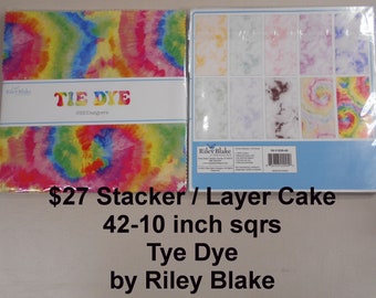 Tye Dye Groovy Retro 10"x 10" -42 Squares per Stacker Layer Cake 100% Cotton NEW Riley Blake Fabric By RBD Designs