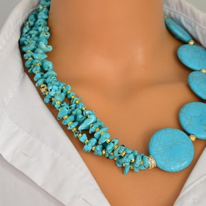 Turquoise Gemstone Necklace, Natural Turquoise Necklace, Turquoise Jewelry, Handmade Turquoise Necklace for Anniversary Gift, Birthday Gift