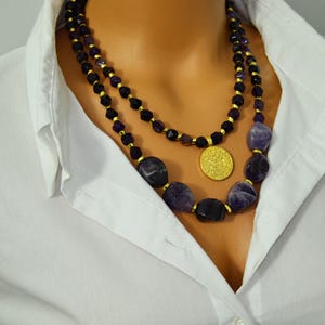 Amethyst Necklace Handmade Purple Beaded Jewelry Birthday & Anniversary Gift Unique Crystal Jewelry