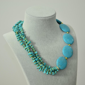 Handmade Turquoise Gemstone Necklace: Natural Stone Beaded Jewelry