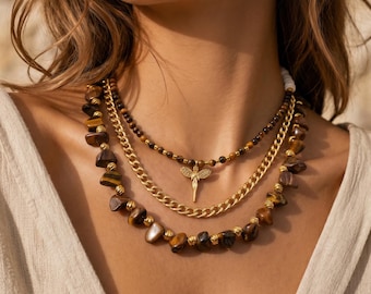 Brown Tigers Eye Necklace Set