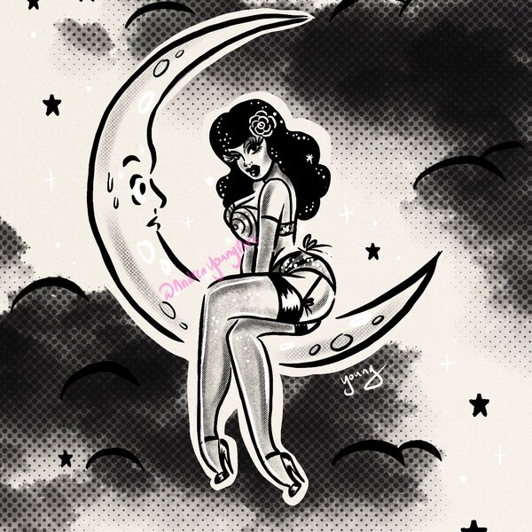 Bettie Noir -Lustre Art Print- Made to Order