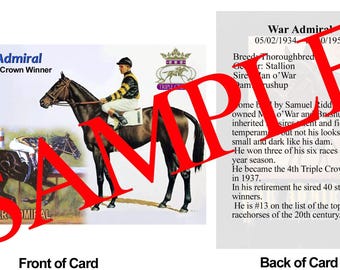 War Admiral Race Horse Trading Card 1937 Belmont Stakes Winner Triple Crown Winner