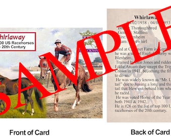 Whirlaway Race Horse Trading Card #26 Top 100 US Racehorses of the 20th Century