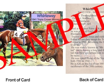 Whirlaway Race Horse Trading Card 1941 Kentucky Derby Winner Triple Crown Winner