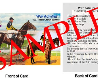 War Admiral Race Horse Trading Card 1937 Kentucky Derby Winner Triple Crown Winner