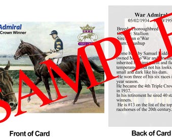 War Admiral Race Horse Trading Card 1937 Preakness Stakes Winner Triple Crown Winner