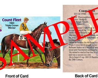 Count Fleet Race Horse Trading Card 1943 Kentucky Derby Winner Racehorse