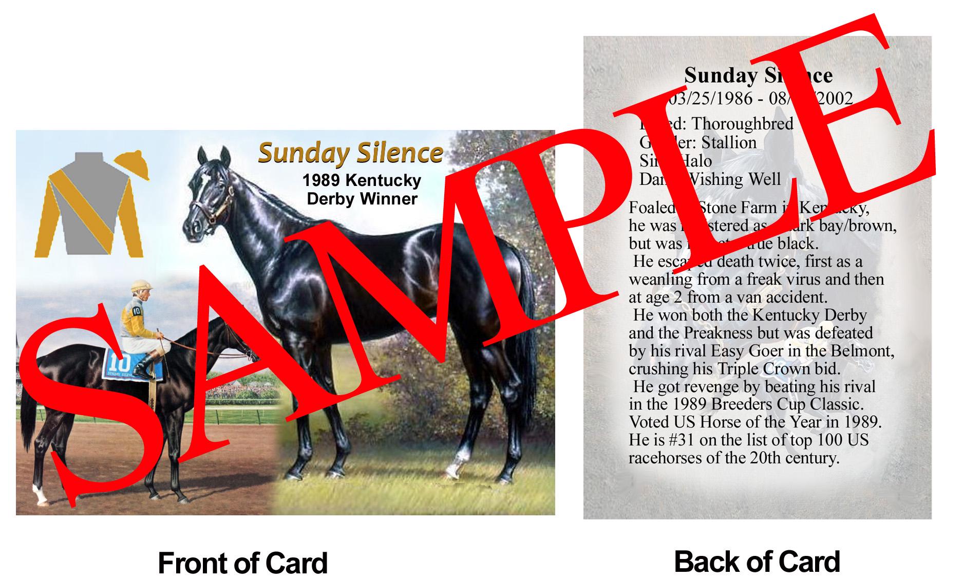 Sunday Silence Race Horse Trading Card 1989 Kentucky Derby Winner