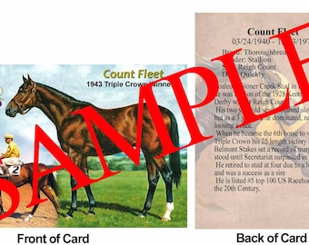 Count Fleet Race Horse Trading Card 1943 Belmont Stakes Winner Triple Crown Winner