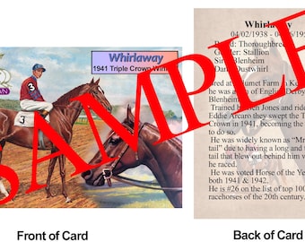 Whirlaway Race Horse Trading Card 1941 Belmont Stakes Winner Triple Crown Winner