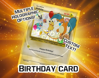 ポケモン　ポストカード 誕生日 HAPPY BIRTHDAY リザードン Pikachu Birthday Balloons Pokémon Pin & Greeting Card