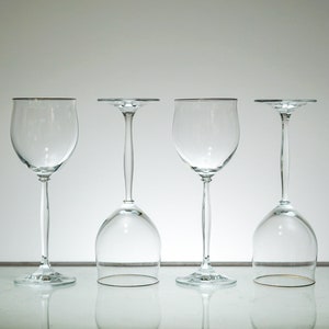 Vintage Crystal with Gold rims - Crystal Wine Glasses VTG Bar Decor Set of 4 Valentines Day Gift, New Years Eve Party