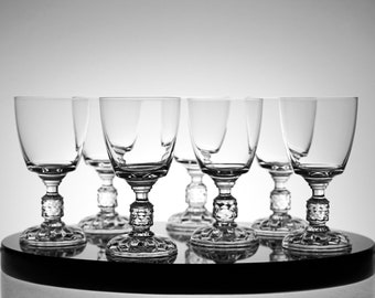 Crystal glass set of 7 crystal wine glass, vintage stemware, vintage wine glasses, wedding gift,  crystal barware  Vintage Glassware