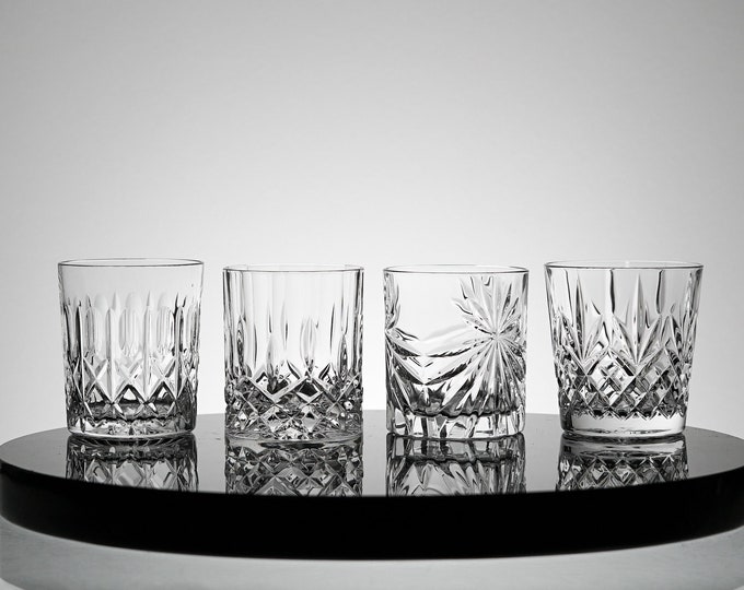 Double Old Fashioned Cocktail Heavy Crystal Glass Set of 4 Vintage