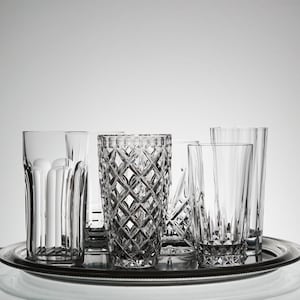 Mismatched Vintage Heavy crystal glass set of 6, highball glass, barware, cocktail glasses, bar glasses, tom collins vintage glasses