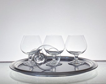 Vintage Crystal Snifter Glass Set - Crystal Cognac Glasses VTG Bar Decor Set of 4 Vintage Glassware Bar Cart Retro Lenox Vintage Glasses