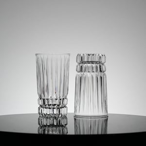Vintage Crystal Glass Set of 2, Heavy Crystal Glassware Set, Whiskey glass, VTG Tumbler Glasses, Rocks Glass, Mad Men Cocktail Bar Cart
