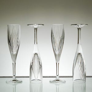 Heavy Crystal Champagne Flute Set of 4, Vintage Glass Set, VTG Cocktail Glasses  Vintage Glassware