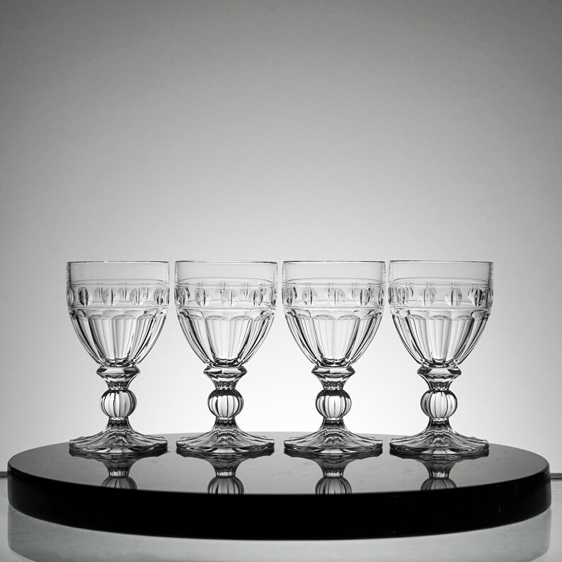 Crystal Wine Glasses, Pressed Glass, Water Glasses, Ornate Wine Goblet