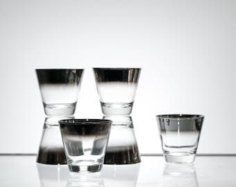 Vintage rock glasses, set of 6 retro cocktail glasses, Great for whiskey, scotch, lowball cocktails & double shots, New Years Eve Party