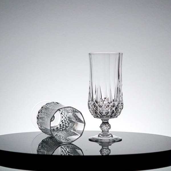 Crystal Glass set of 4 Vintage Glassware Bar Cart Retro Kitchen Vintage Glasses, Ice Tea glass New Years Eve Party