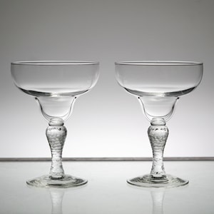 Vintage Margarita Glass Set, Retro Cocktail Glassware, Wedding Gift for Women or Men, Vintage Bar Set of 2 Barware  Vintage Glassware