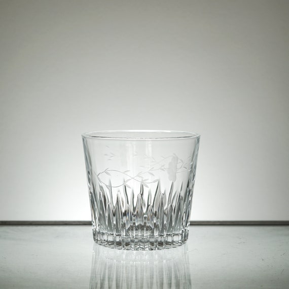 Vintage Crystal Ice Bucket Etched flower design VTG Wine Bottle or Champagne Cooler Drink and Barware Cocktail Party Decor Vintage Glassware