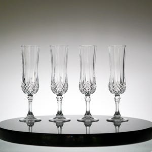 Heavy Crystal Champagne Flute Set of 4, Vintage Glass Set, VTG Cocktail Glasses  Vintage Glassware