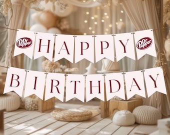 Dr Pepper Geburtstagsparty Banner, bearbeitbares Soda Pop Geburtstagsbanner, Pop Geburtstagsbanner, Dr Pepper Geburtstagsparty Banner, ALLE ALTER