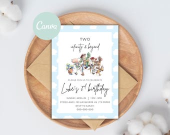 Invitación de Toy Story Dos Infinity & Beyond Invitación editable para el segundo cumpleaños Invitación digital de Toy Story Descarga digital Invitación temática de Toy Story