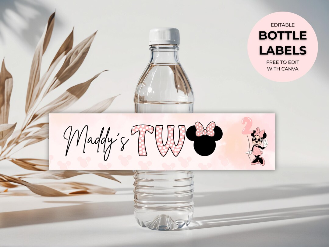 Oh Twodles Water Bottle Labels Minnie Mouse 2nd Birthday Oh Twodles ...
