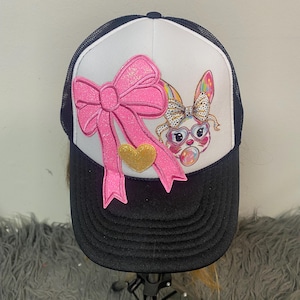 Big Bow and Bubblegum Bunny Patched Trucker Hat