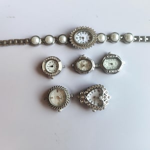 Vintage Women’s Bracelet Watch with Pearl Accents and Rhinestone Watch Faces – Collectible Jewelry, Gift Idea