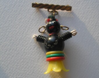 Vintage 1930s Josephine Baker Banana Skirt Celluloid Pin Blackamoor