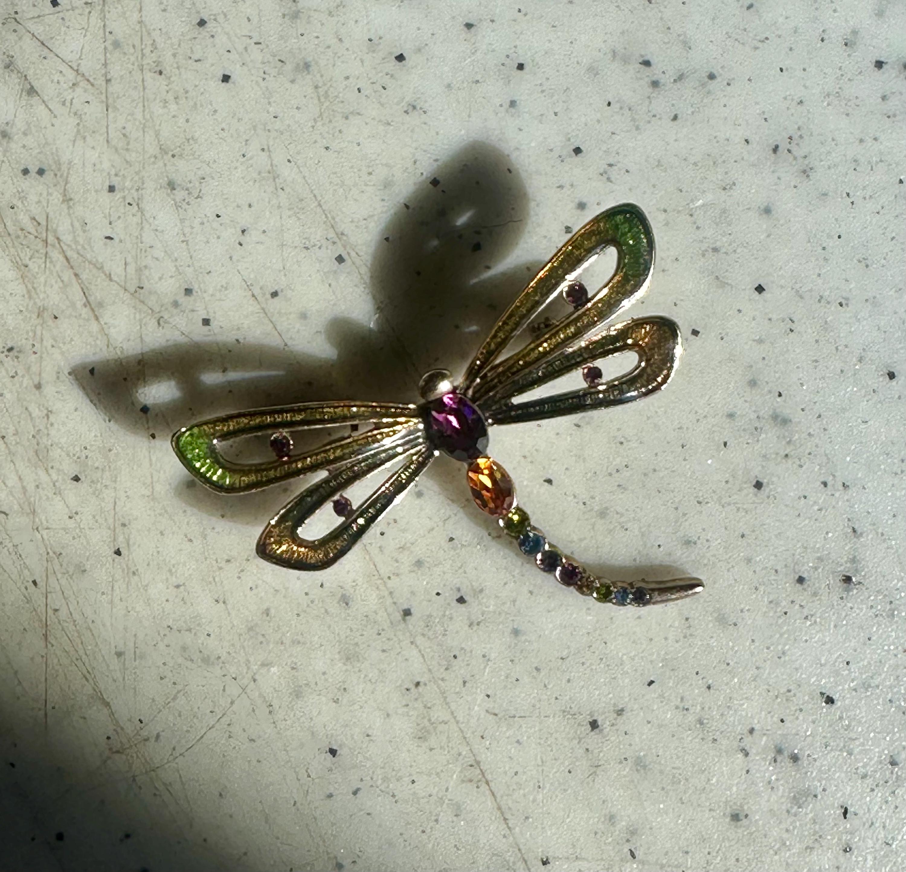 Vintage Trembler Dragonfly Brooch - Etsy