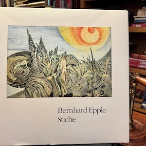 May include: A book cover featuring an abstract illustration with a sun and organic shapes in shades of beige, green, and blue. The title "Stiche" and the author's name, Bernhard Epple, are printed in black.