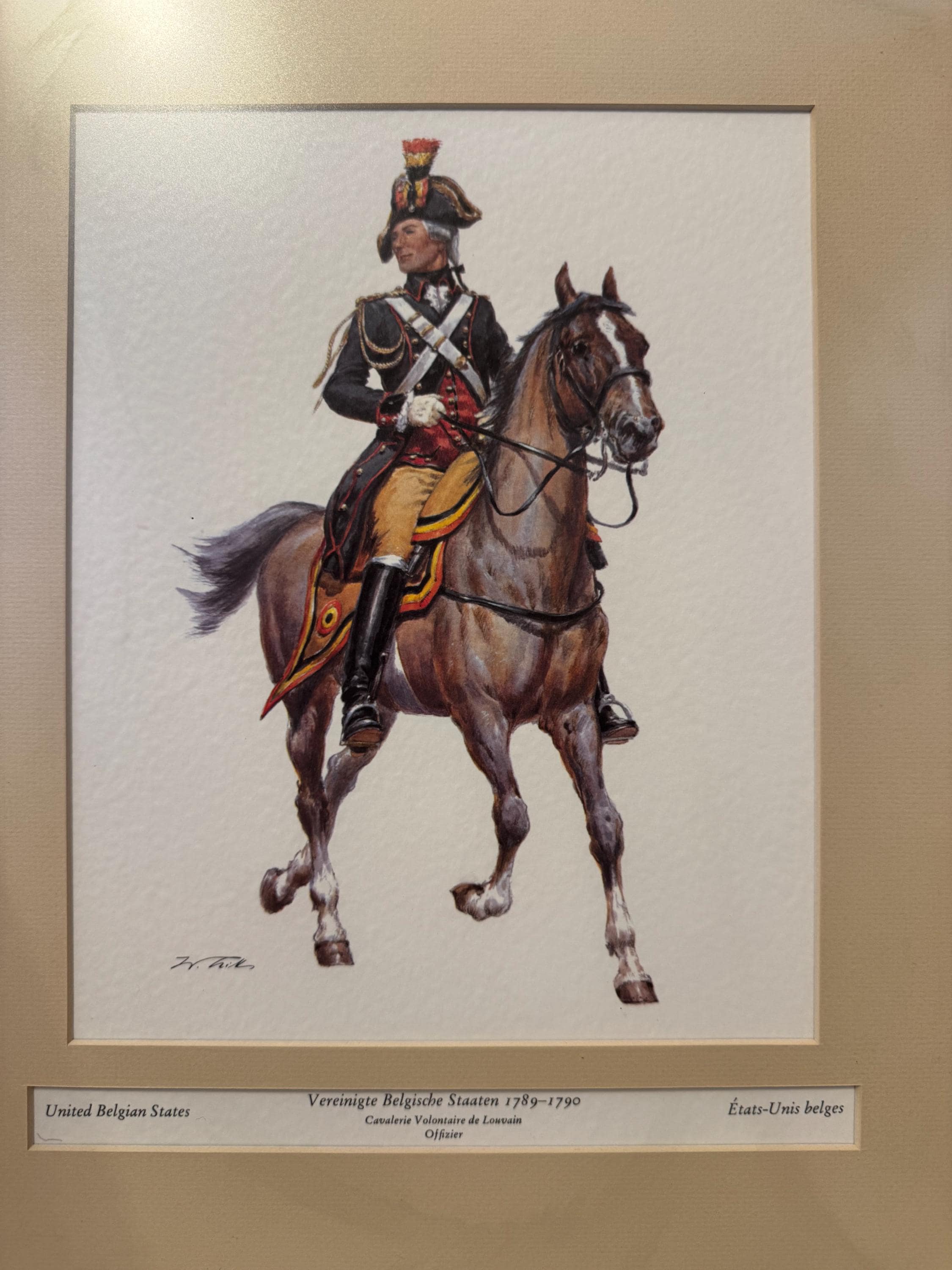 Cavalrt Color Color Lithograph - Cavalry Officer From the United Belgian States 1789 ...