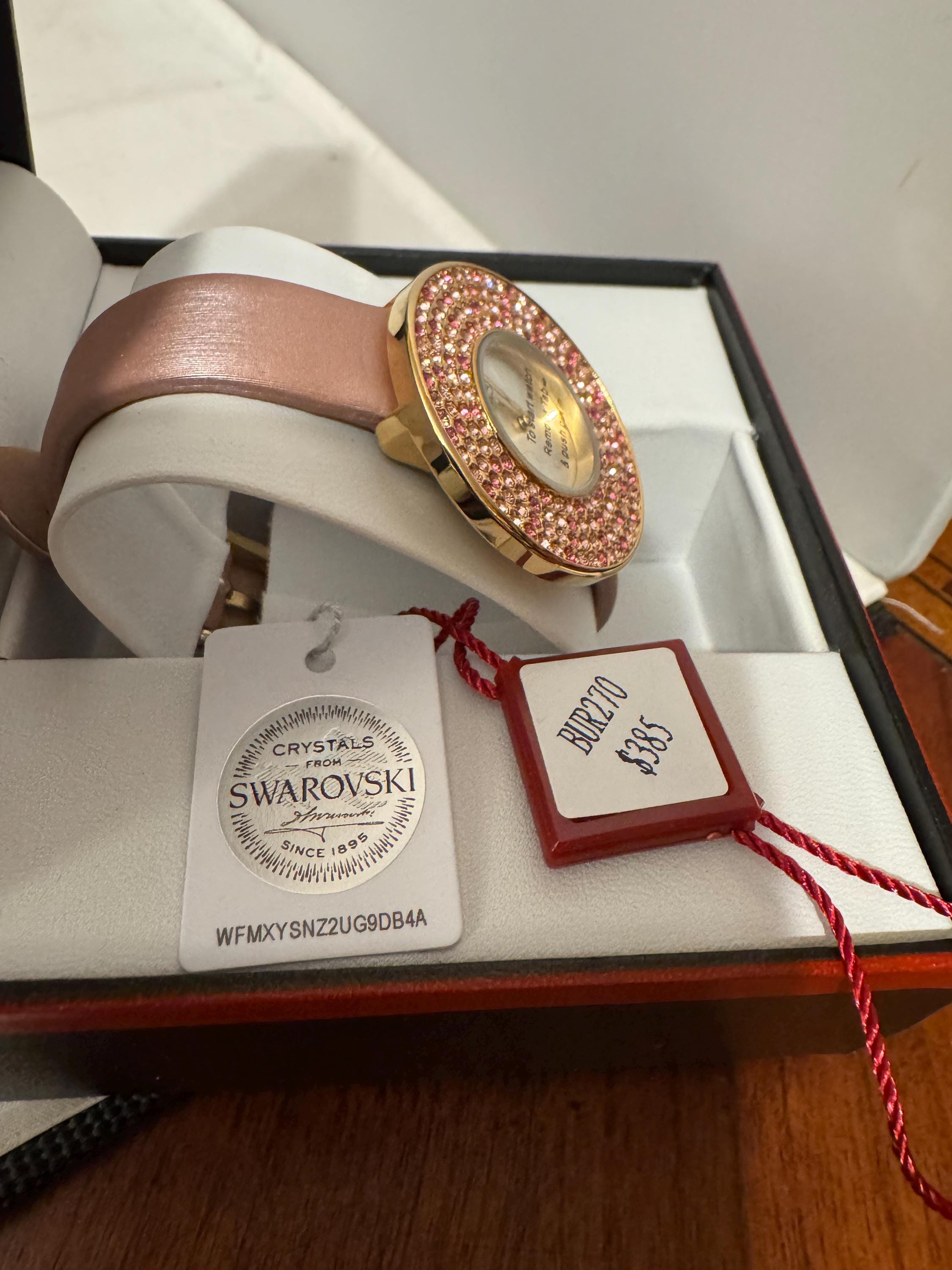BURGI Swarovski Crystal Watch Sparkle Swirl Leather Strap – BUR209 – bürgi main image 2