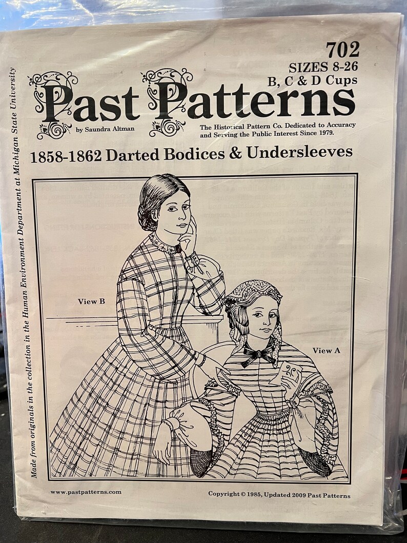 Past Patterns 702 1858 1862 Darted Bodice Undersleeves Sizes 8 26 Etsy