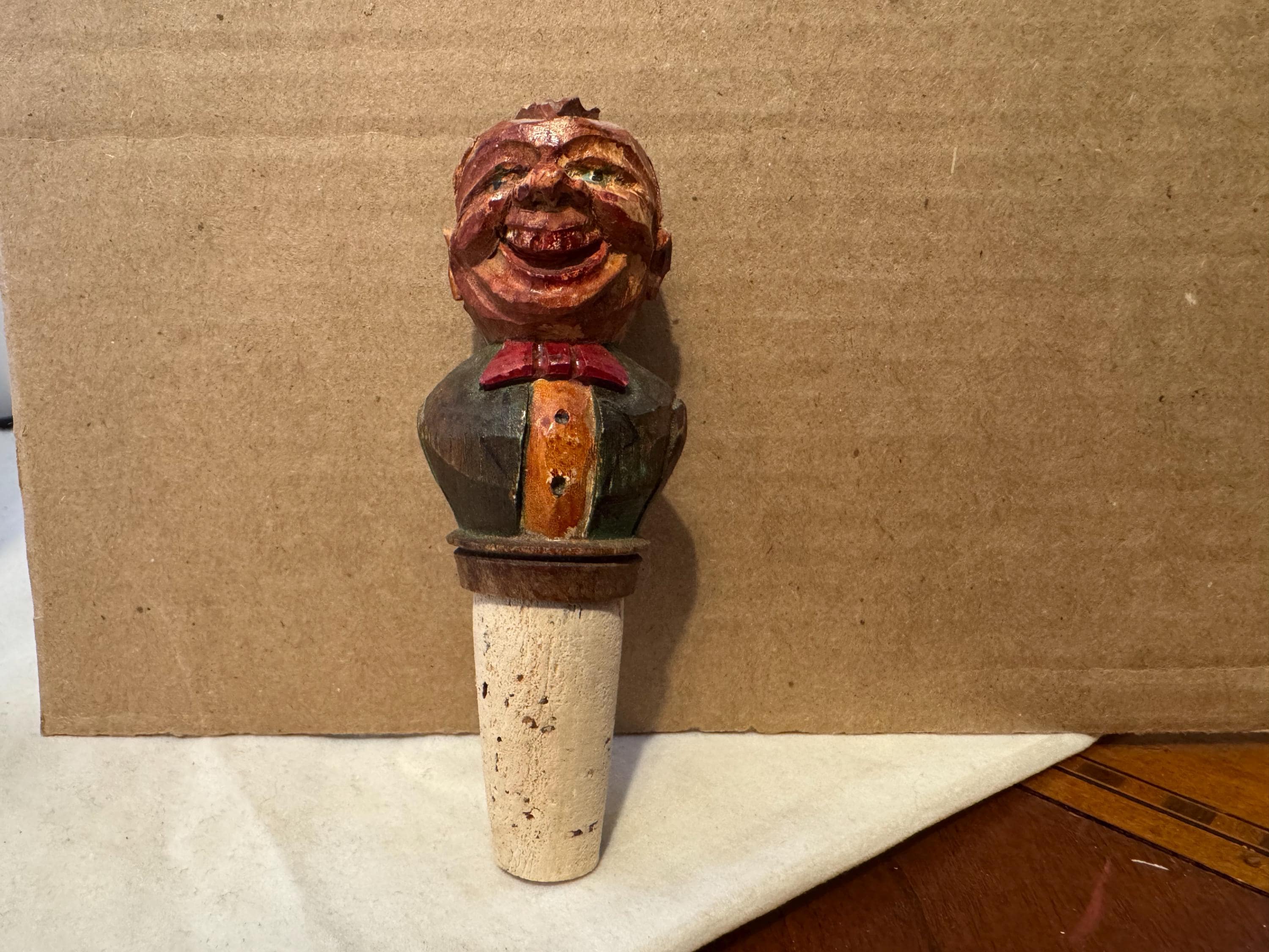 ヴィンテージ彫刻木製ボトルストッパー 笑い男 - Etsy 日本