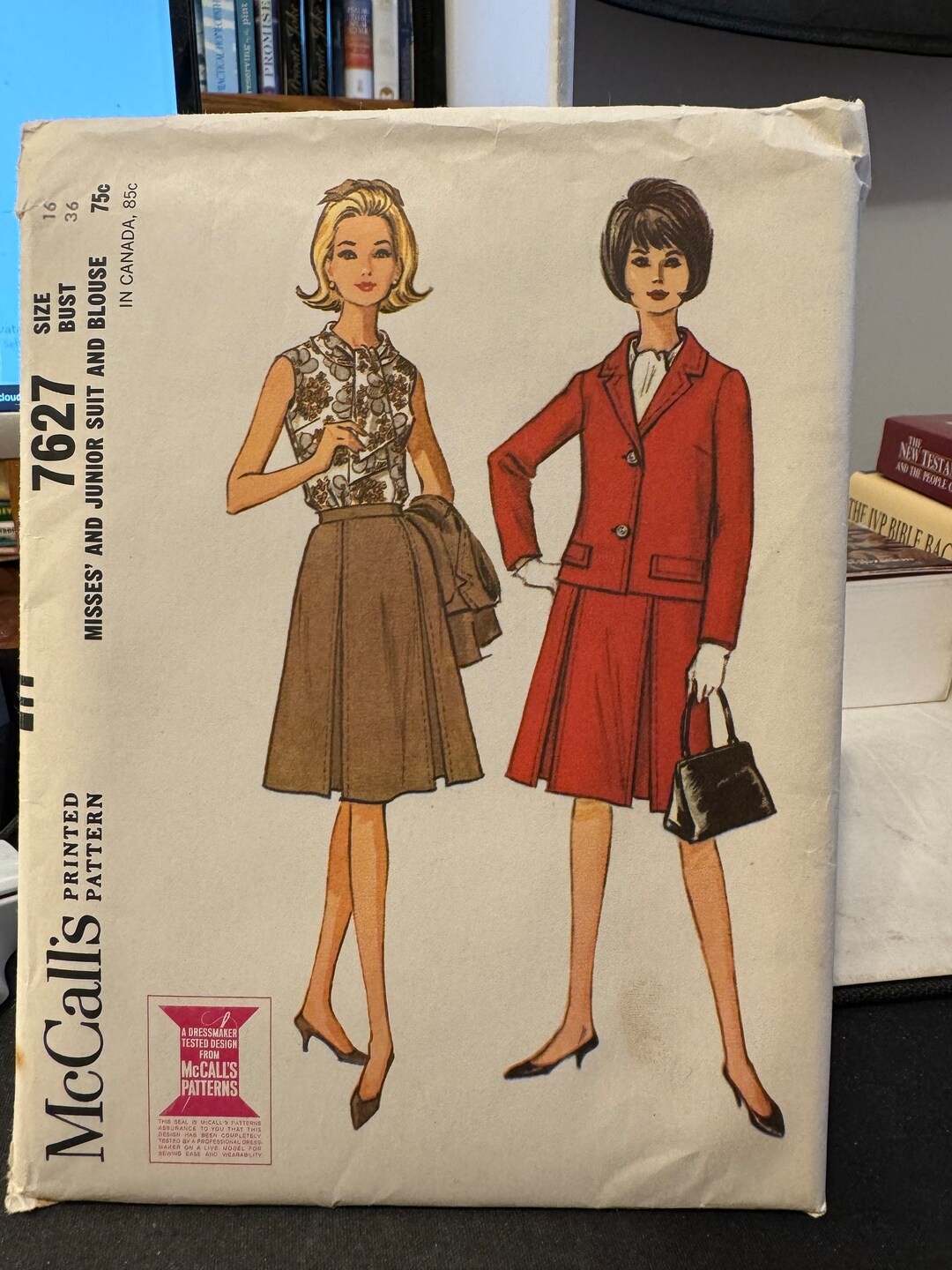 60's Mccall's Pattern 7627 - Misses' and Junior Suit and Blouse - Size ...