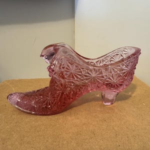 Fenton Art Glass Shoe Figurine - Pink Opalescent