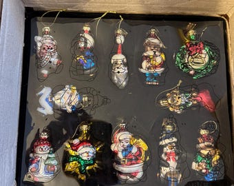 Thomas Pacconi 24 Hand-Painted Mercury Glass Blown Christmas Ornaments Set