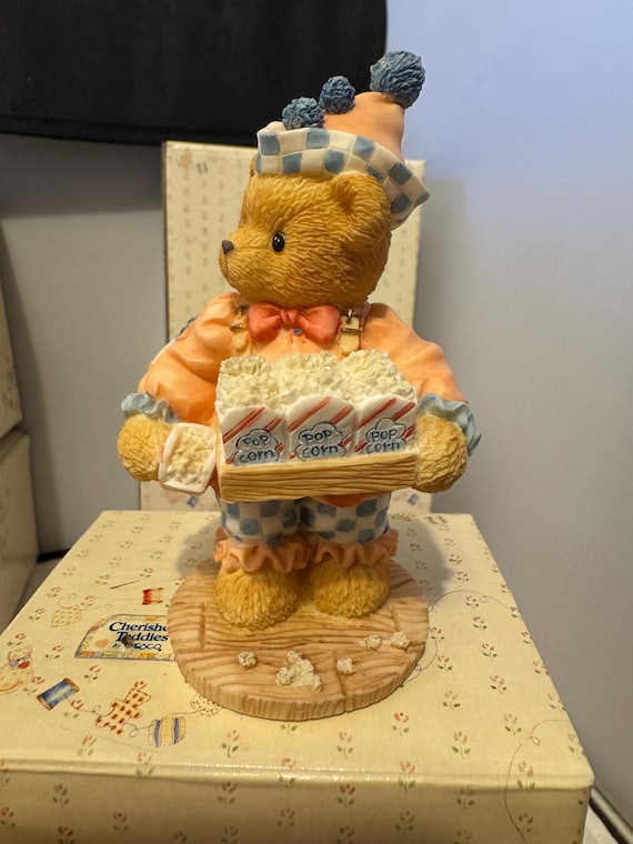 Cherished Teddies 203572 - Shelby - Clown With Popcorn Figurine - Etsy