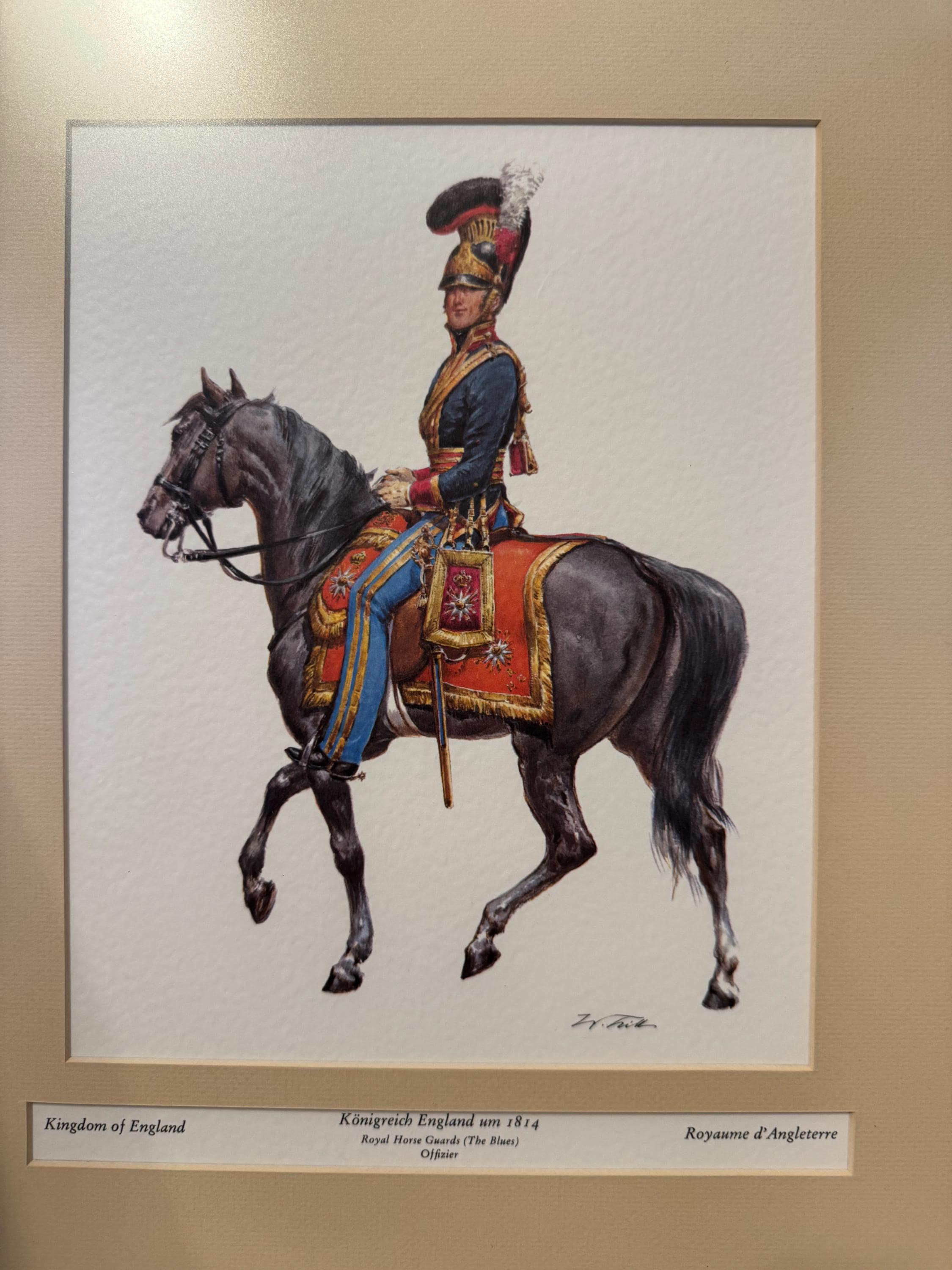 GW特価！ 　 希少洋書　 Le drapé　carnet de dessins Color Lithograph - Royal Horse Guards / Kingdom of England 1814
