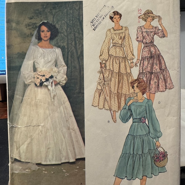 Patrón original de la diseñadora Vogue 1251 - Belinda Bellville - Vestido de novia, enagua y velo para señoritas - Talla 12 - Sin cortar FF